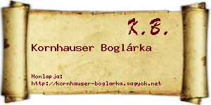 Kornhauser Boglárka névjegykártya