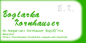 boglarka kornhauser business card